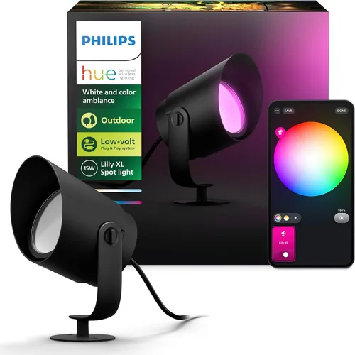 Miniatura 14 de Philips Hue Lily - Foco LED inteligente para exteriores - Ambiente blanco y de colores - Iluminación de paisaje de bajo voltaje - 1 paquete