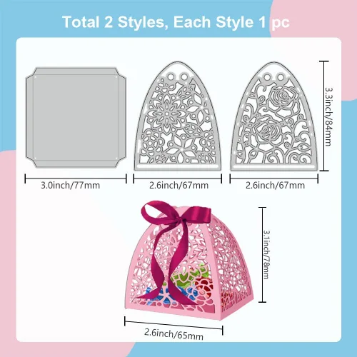 Miniatura 6 de GLOBLELAND Troqueles de corte de caja de dulces de flores para hacer tarjetas, 3D, troqueles de corte para manualidades, álbumes de recortes