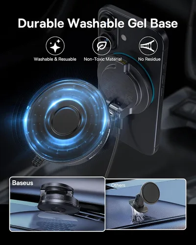Miniatura 8 de Baseus Aspiradora de 15 W para cargador Magsafe de montaje en automóvil, ventosa de 119 libras, 720°, ajustable, soporte para teléfono celular