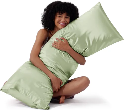 Miniatura 44 de Bedsure Paquete de 2 fundas de almohada de satén similares a las fundas de almohada de seda tamaño estándar, funda de almohada para mujeres que 01