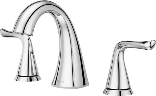 Miniatura 18 de Grifo Pfister Willa para lavabo de baño, 8 pulgadas de separación amplia, 2 manijas, 3 orificios, certificado NSF, acabado dorado cepillado, Oro