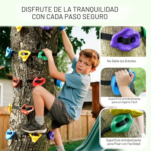 Miniatura 4 de TOPNEW 12 soportes para escalada de árboles ninja para niños escaladores, rocas de escalada para adultos con 6 correas de trinquete