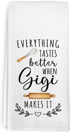 Gigi - Toallas de cocina para el día de la madre, regalos de cumpleaños, para mujeres, abuelas de nietos, nietos, todo sabe mejor cuando Gigi lo