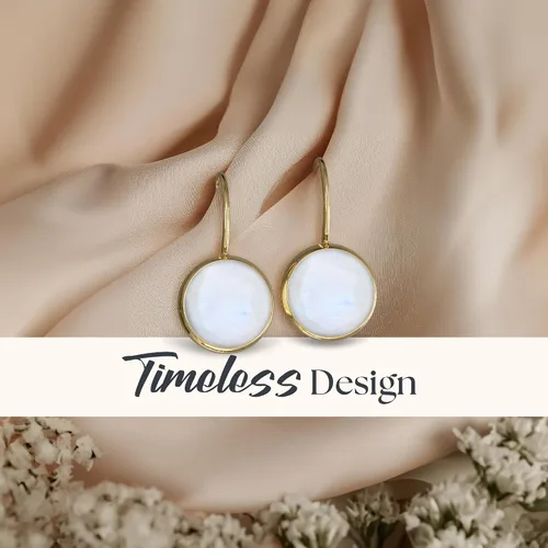 Miniatura 54 de 14k Solid Yellow Gold Gemstone Earrings - Birthstone Earrings - 8mm Dangle Earrings, Dainty Gemstones Earrings, Bridal Handmade Wedding Jewelry Gift
