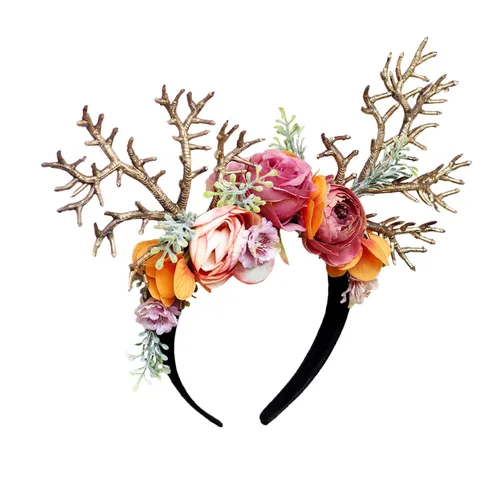 Miniatura 27 de Corona de flores de rosas para novia, diadema floral para el cabello, diadema de flores, halo bohemio con cinta, boda, fiesta, festival, fotos