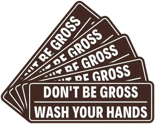 Miniatura 23 de Letrero estándar para puerta o pared, diseño de "Don't Be Gross ("Wash Your Hands"), color negro, mediano