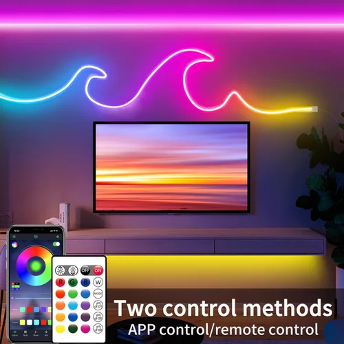Miniatura 2 de segrass Cuerda de luz de neón de 16.4 pies, cuerda de luces LED flexible con control por aplicación/control remoto, luces de cuerda de múltiples