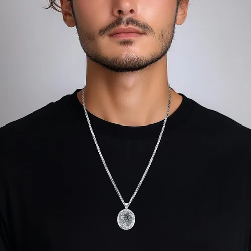 Miniatura 26 de Eusense San Miguel San Cristóbal San Benito San Judas Virgen María Collar chapado en oro 925 joyería religiosa para hombres y mujeres, collar
