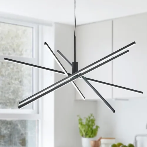 Miniatura 10 de Candelabro LED moderno de níquel, 4 luces regulables, iluminación colgante de techo para comedor, sala de estar, cocina, isla, dormitorio, 4
