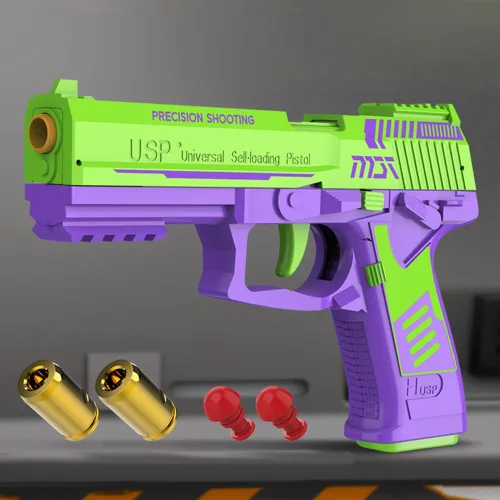 Miniatura 4 de Dreamplay Pistola de juguete que expulsa cartuchos, juguete educativo con acción de retroceso automático para juegos de disparo para niños