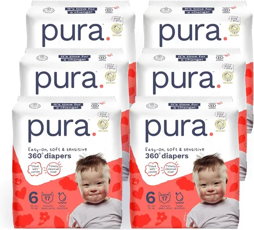 Miniatura 11 de Pura Pantalones de Pañal Hipoalergénicos Talla 9 (48+ lbs) para la Noche, hasta 12 Horas de Protección contra Fugas, Adecuados para Piel Sensible