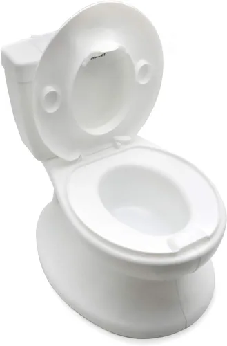 Miniatura 9 de Inodoro clásico portátil blanco realista para niños pequeños con sonido de descarga para silla de bebé asiento infantil [P/N: ET-BABY004-WHITE]