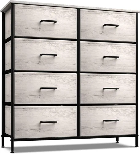 Miniatura 10 de Sorbus Cómoda con 6 cajones de tela, mueble de dormitorio, mueble de almacenamiento, torre para dormitorio, pasillo, armario, organización de Negro