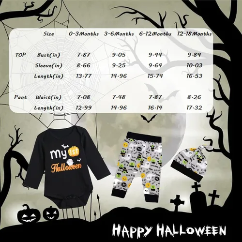 Miniatura 6 de PROMOTED TO BIG SISTER My First Halloween Baby Boy Outfit Set Pumpkin Romper Ghost Print Pants with Hat