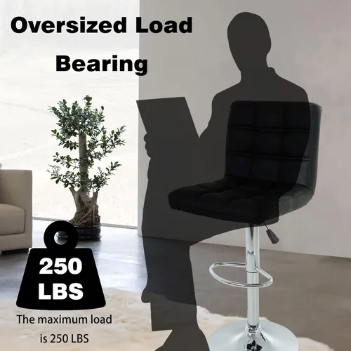 Miniatura 6 de BestOffice Taburete de bar moderno, juego de 2 taburetes de bar de altura ajustable de altura de mostrador, taburete giratorio de cuero PU, sillas
