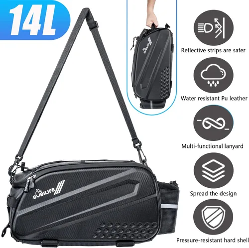 Miniatura 3 de Bolsa de transporte para maletero de bicicleta, impermeable, para viajes, expedición, bolsa de transporte para casco de carga con soporte
