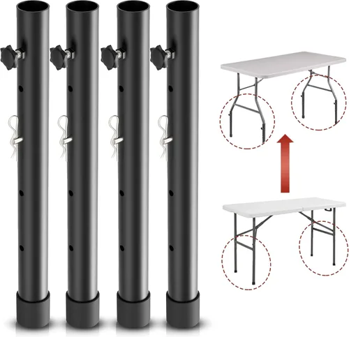 Elevadores de mesa plegables para mesas plegables, patas rectas/dobladas, extensiones de patas de mesa plegables duraderas, 4 niveles/alturas,