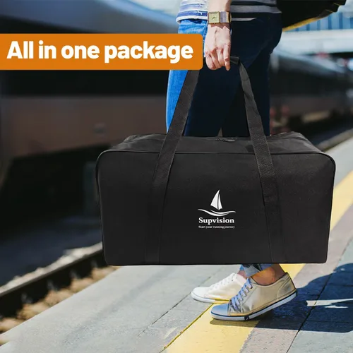 Miniatura 18 de Bolsa de viaje para gimnasio con cremalleras duraderas de 2 vías, impermeable, tela Oxford fuerte, Negro -, 31.5 pulgadas para bloques de arranque