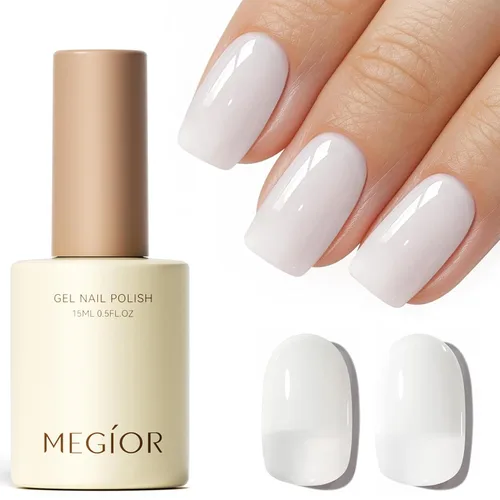 Miniatura 127 de MEGIOR Esmalte de uñas de gel blanco de 0.5 fl oz, color blanco antiguo, secado con luz UV, esmalte de gel francés, arte de uñas, salón de manicura