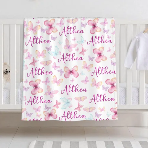 Miniatura 14 de Manta de bebé personalizada para niñas y niños, manta de bebé personalizada con nombre de bosque de animales para niños pequeños, baby shower