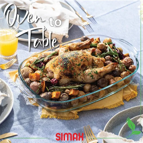Miniatura 4 de Simax Cacerola para horno: plato de vidrio para hornear con tapa alta – Utensilios de cocina aptos para microondas, horno y lavavajillas