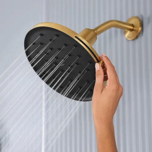 Miniatura 10 de Moen Verso Oro Cepillado Cabezal de Ducha Ajustable de 9 Pulgadas de Diámetro, 220R3BG