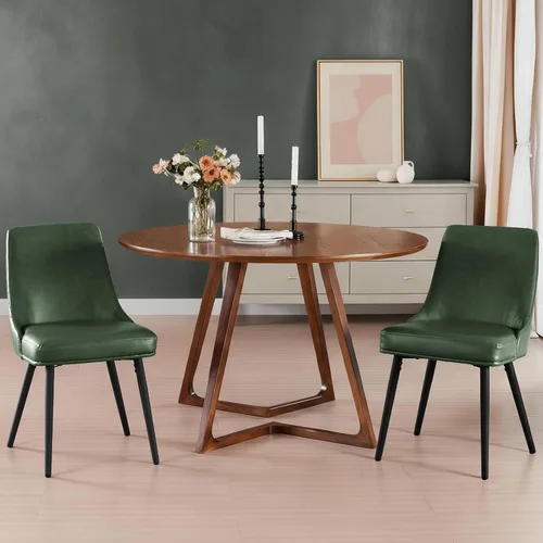 Miniatura 17 de kinmars Juego de 2 sillas de comedor tapizadas modernas con cojín de asiento grueso y respaldo curvo, silla de comedor de tela para cocina, comedor
