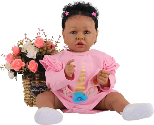 Miniatura 13 de HOOMAI - Muñeca imitación de bebé real, con cuerpo suave de 22.8 pulgadas, muñeca realista de niña afroamericana