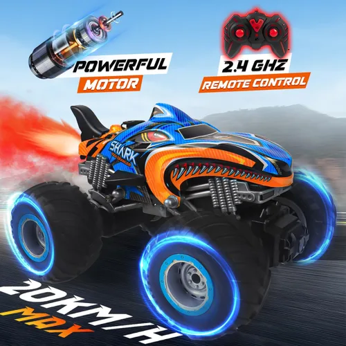Miniatura 6 de 1:16 Coche de Control Remoto, Camión Monstruo de Control Remoto Todo Terreno 2.4 GHz, Camión RC con 2 Baterías Recargables para 80 Minutos de Juego