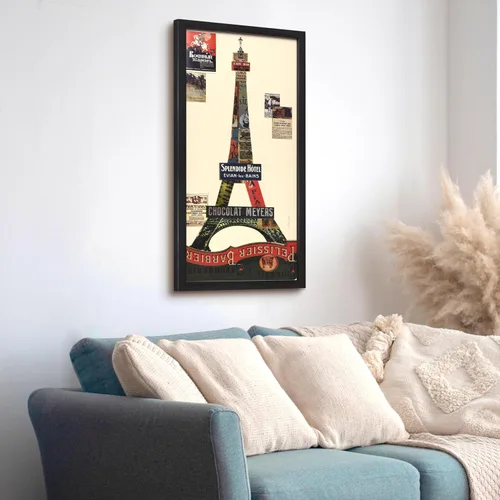 Miniatura 8 de Empire Art Direct Arte de pared gráfico enmarcado con collage de arte dimensional "Torre Eiffel" firmado a mano por Alex Zeng, 17 x 33 pulgadas