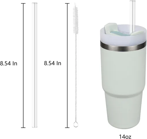 Miniatura 2 de Pajitas de repuesto compatibles con vaso Stanley Quencher H2.0 de 14 onzas con asa, con 1 cepillo (paquete de 6 unidades para 14 onzas)