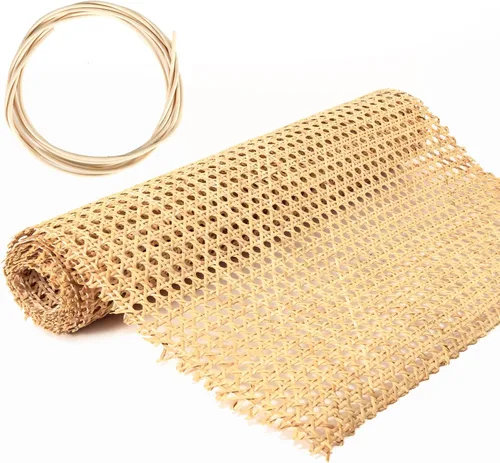 Rollo de cinta de caña de ratán de 36 cm de ancho x 1 m de largo, material natural de ratán para encuadernación de gabinetes, sillas, muebles, con