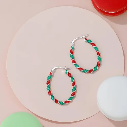 Miniatura 8 de Aretes de aro esmaltados, aretes de aro ovalados chapados en plata para mujer, joyería de moda