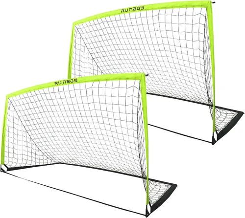 Miniatura 13 de Portería de fútbol infantil de 9 x 5 pies con bolsa de transporte, red de fútbol plegable portátil para entrenamiento en el patio trasero, uso