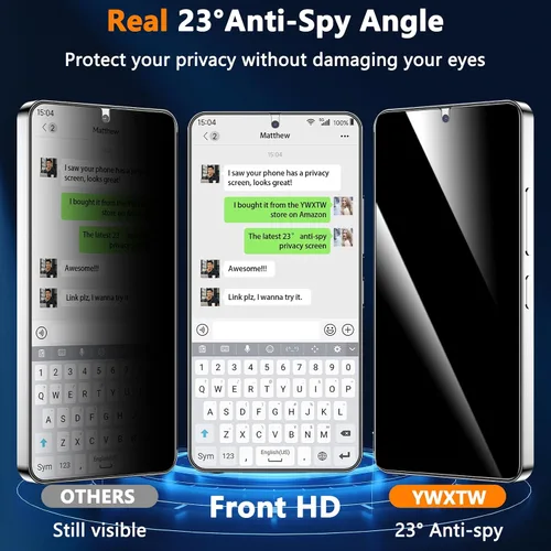 Miniatura 3 de YWXTW EZ Unlock - Protector de pantalla de privacidad para Samsung Galaxy S25 Plus, soporte de huellas dactilares ultrasónico 0.01S, no de vidrio