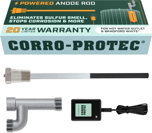 Varilla de ánodo alimentada Corro-Protec para calentador de agua Bradford White y instalación de salida de agua caliente, elimina el olor a huevo