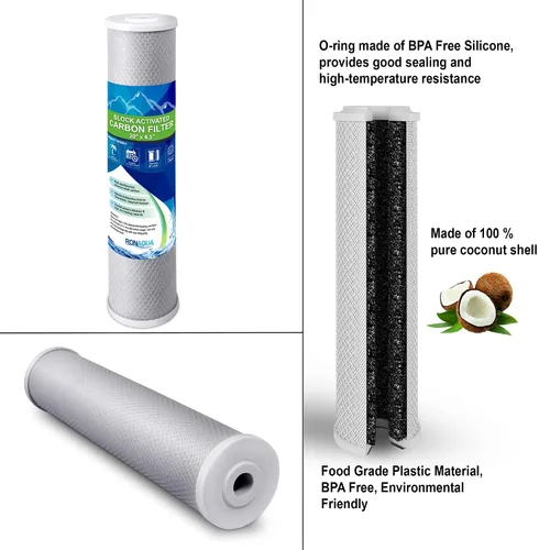 Miniatura 9 de Sistema purificador de filtro de agua azul de alta capacidad de 20 x 4.5 pulgadas para toda la casa con botón de alivio de presión, puerto de latón