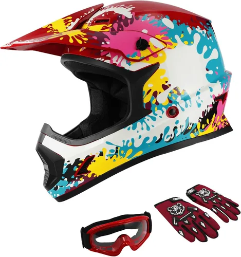 Miniatura 8 de SLMOTO - Casco DOT para niños y jóvenes, casco de motocross, todoterreno, calle, motocicleta, bicicleta de tierra, motocross, ATV, diseño