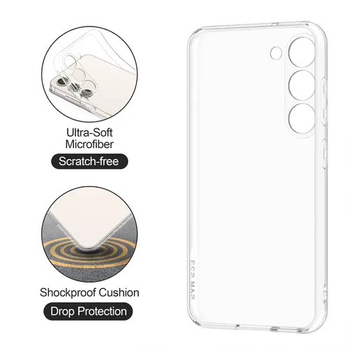 Miniatura 2 de Vanjua Funda transparente para Samsung Galaxy S22 5G, paquete de 2 fundas protectoras de silicona suave delgada de cuerpo completo compatible