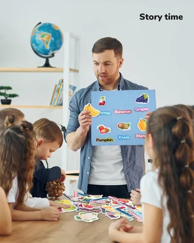 Miniatura 7 de CHEFAN Tablero de fieltro plegable para niños pequeños 22 x 13, tablero de franela independiente para niños, exhibición de narración para aulas
