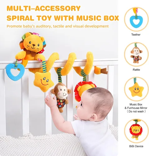 Miniatura 2 de Jollybaby Juguetes para cochecito de cuna y asiento de automóvil para bebé de 0 a 12 meses, juguetes sensoriales colgantes para el tiempo de barriga