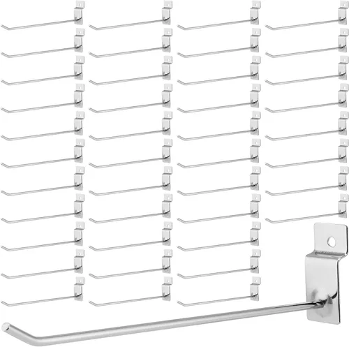 FUNSUEI 120 ganchos para panel de listones de 8 pulgadas, ganchos resistentes para colgar en la pared, listones de metal, ganchos de exhibición,