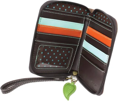 Miniatura 4 de CHALA Cartera con cremallera, pulsera, 8 ranuras para tarjetas de crédito, piel sintética resistente