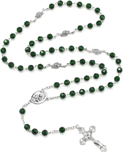 Miniatura 13 de KOMI Rosario de cuentas católicas para mujer, collar de cuentas de rosario con cruz de crucifijo, perlas de cristal, rosario, rosarios, católicos