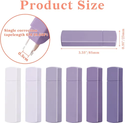 Miniatura 2 de Temiary 6 unidades de mini cintas correctoras blancas, secado rápido y suave para sacar, estéticas y lindas, juego de cintas correctoras fáciles
