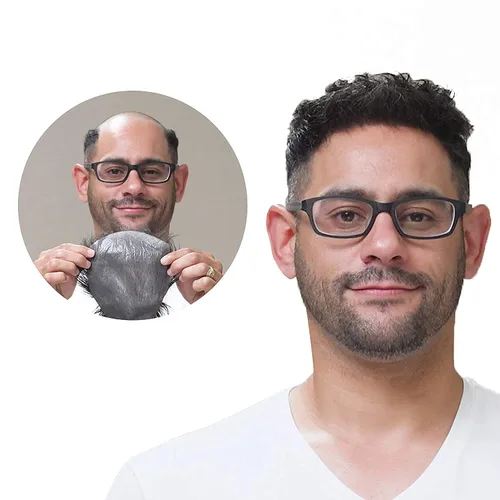 Miniatura 10 de Lordhair Toupee para hombres con cabello humano 100% europeo 8x10 pulgadas para hombres 0.001 in sistema de cabello de piel ultra fina para todos