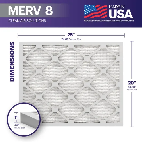 Miniatura 2 de BNX TruFilter 20x25x1 Filtro de Aire MERV 8 (Paquete de 6) - FABRICADO EN EE.UU. – Defensa contra Polvo y Mascotas Filtros Plisados Electrostáticos