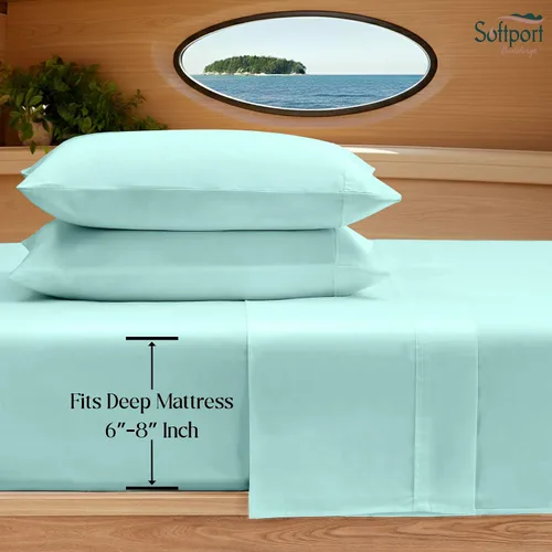 Miniatura 5 de Universal V Berth - Juego de sábanas de 4 piezas para barco, 100% algodón egipcio, la mejor ropa de cama de barco V, se adapta a colchones de hasta