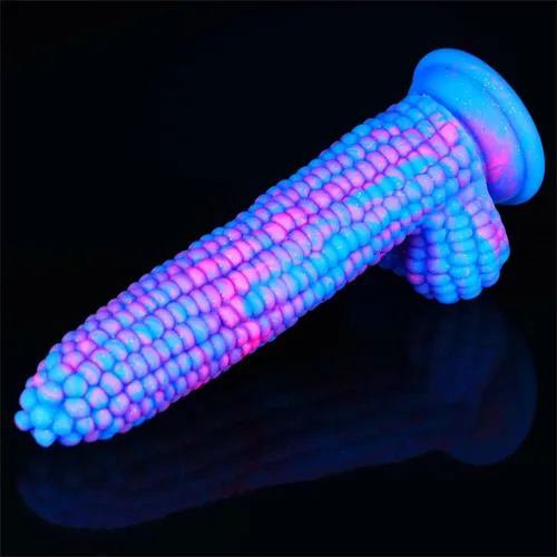 Miniatura 8 de Monster Consolador Colorido Grano Grande Maíz Adulto Sexo Juguete con Fuerte Ventosa 8 Pulgadas Flexible Suave Consoladores Vegetales - Azul