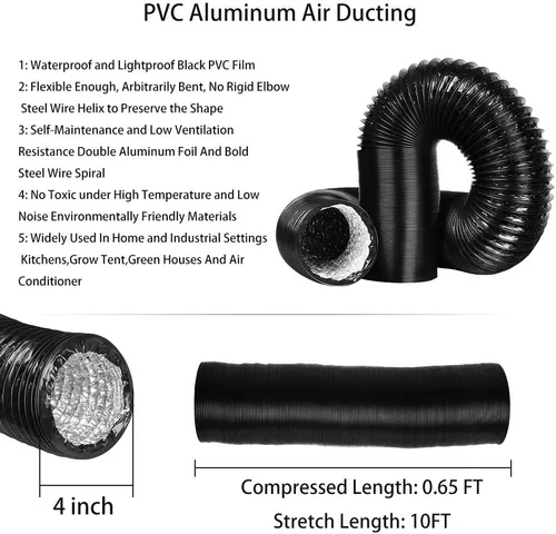Miniatura 2 de Omont Manguera de ventilación para secadora de 4 pulgadas, 10 pies, tubo de conducto de aire flexible con aislamiento de aluminio, kit de manguera